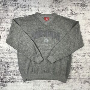 NFL Minnesota Vikings Sweatshirt Men's L Gray V-Neck Heather